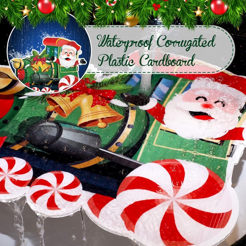 Marsui 4 Pieces Christmas Train Decorations Outdoor Yard Lawn Signs Christmas Tree Gingerbread Santa Snowman Reindeer Train with 8 Stakes for Xmas Holiday Outside Garden Lawn Yard Decor - Image 3